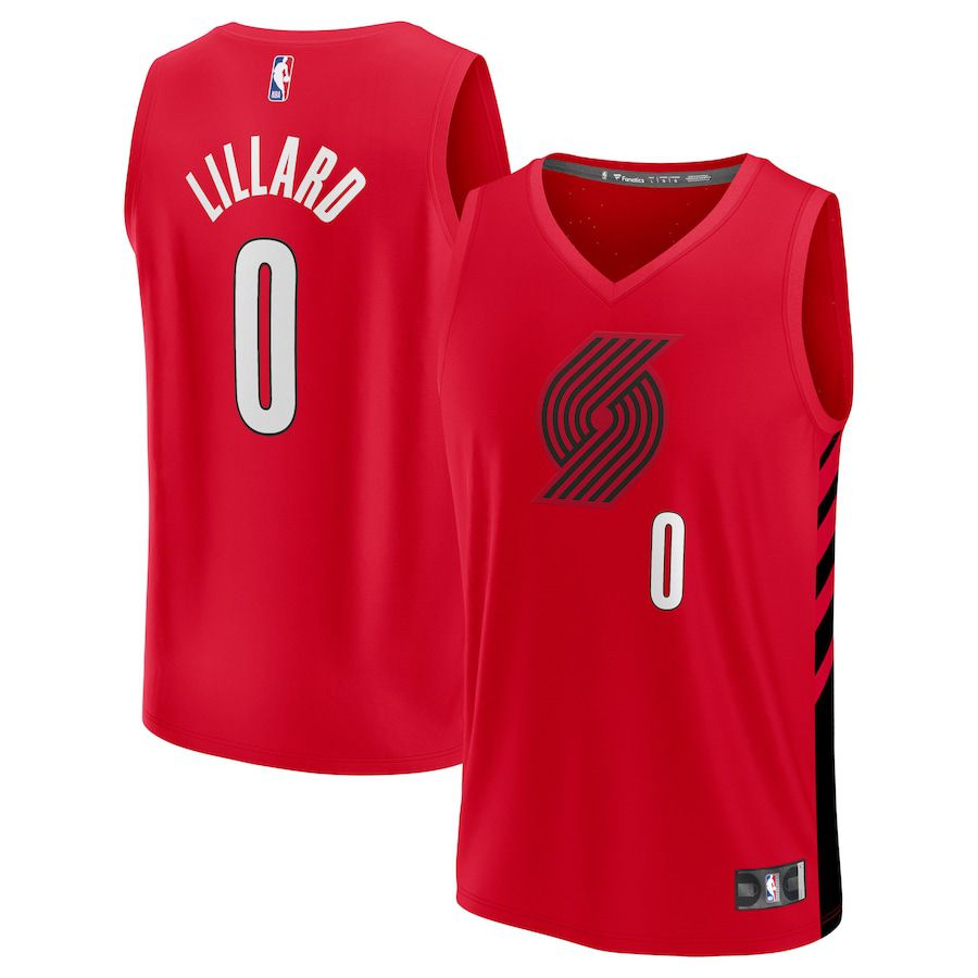 Men Portland Trail Blazers #0 Damian Lillard Fanatics Branded Red Statement Edition 2022-23 Fast Break NBA Jersey